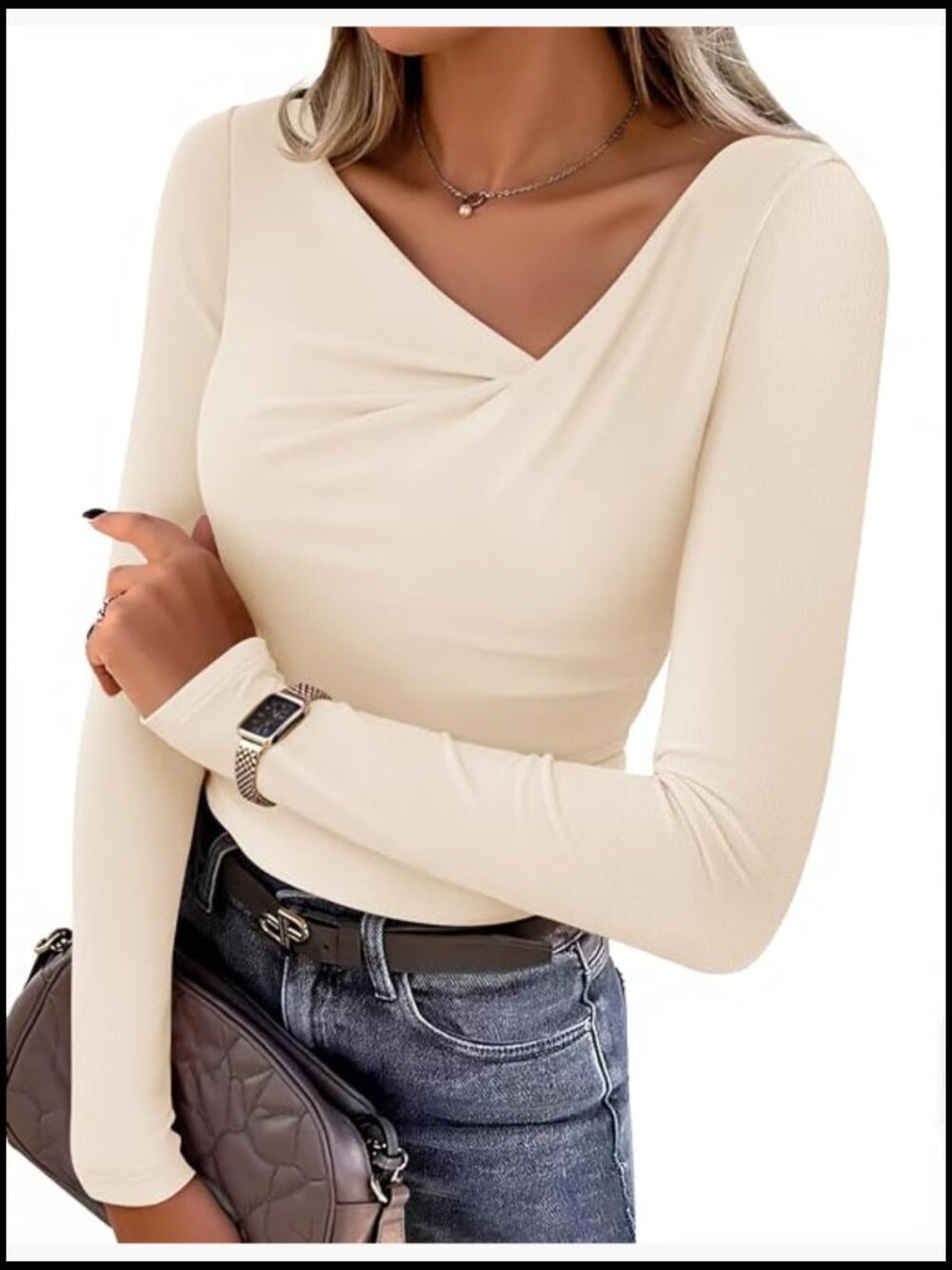 Long Sleeve Asymmetrical Neck Ruched Slim Fit Blouse T Shirt Top